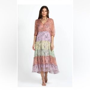 Johnny Was Liza Silk Midi Dress Women's